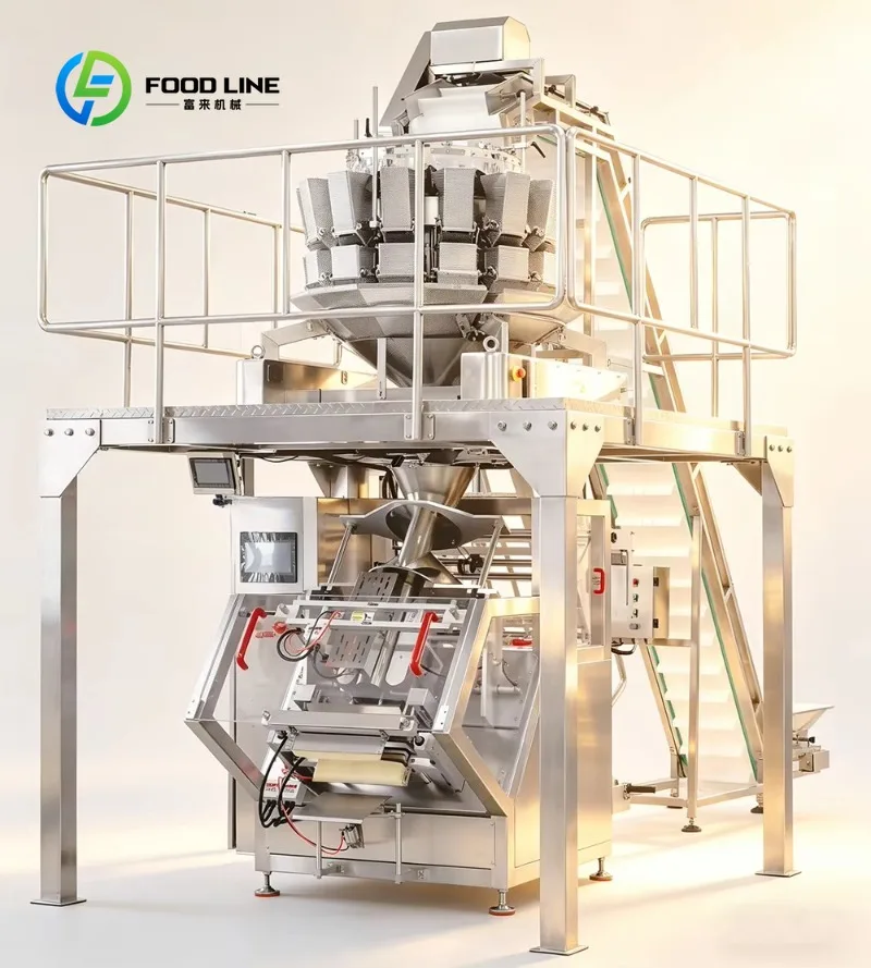 Automatic Vertical Form Fill Seal  Packaging Machine with 14 Heads Weigher for Granules