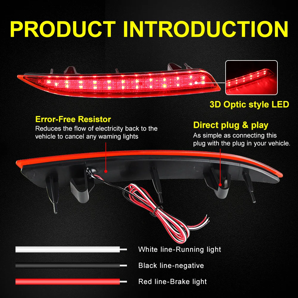 2Pcs Red / Smoke Lens 48-SMD LED Rear Bumper Reflector LED Brake Stop Light For Opel Vauxhall Astra J 5D HB 2009-2012