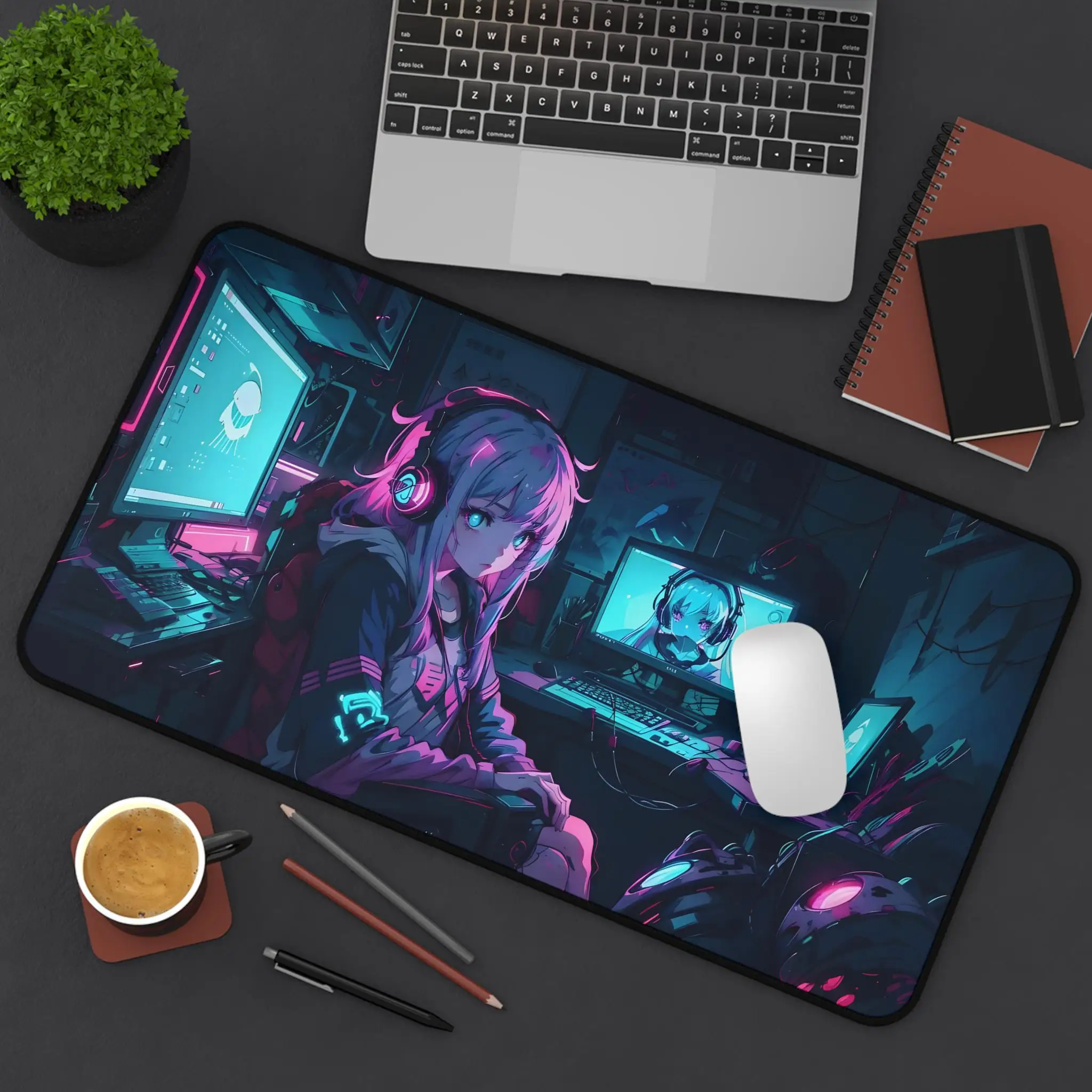 Girl Gamer Desk Mat, Non-slip and Waterproof Gaming Mouse Pad, Cute Desktop Protective Mat, The Perfect Gift for Friends.