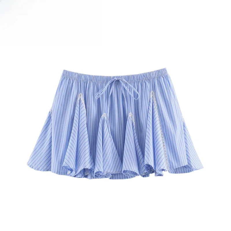 Fashionable Color Block Stripe  Skirt Women's A-Line Standard Fit Summer Season Polyester Fiber Iron-Free Processing