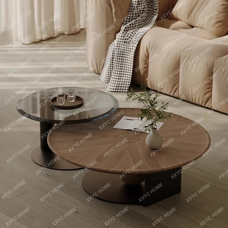 

L Wood Coffee Table Decoration Modern Living Room Simple Small Side Table Round Unique Mesa Auxiliar Lounge Suite Furniture