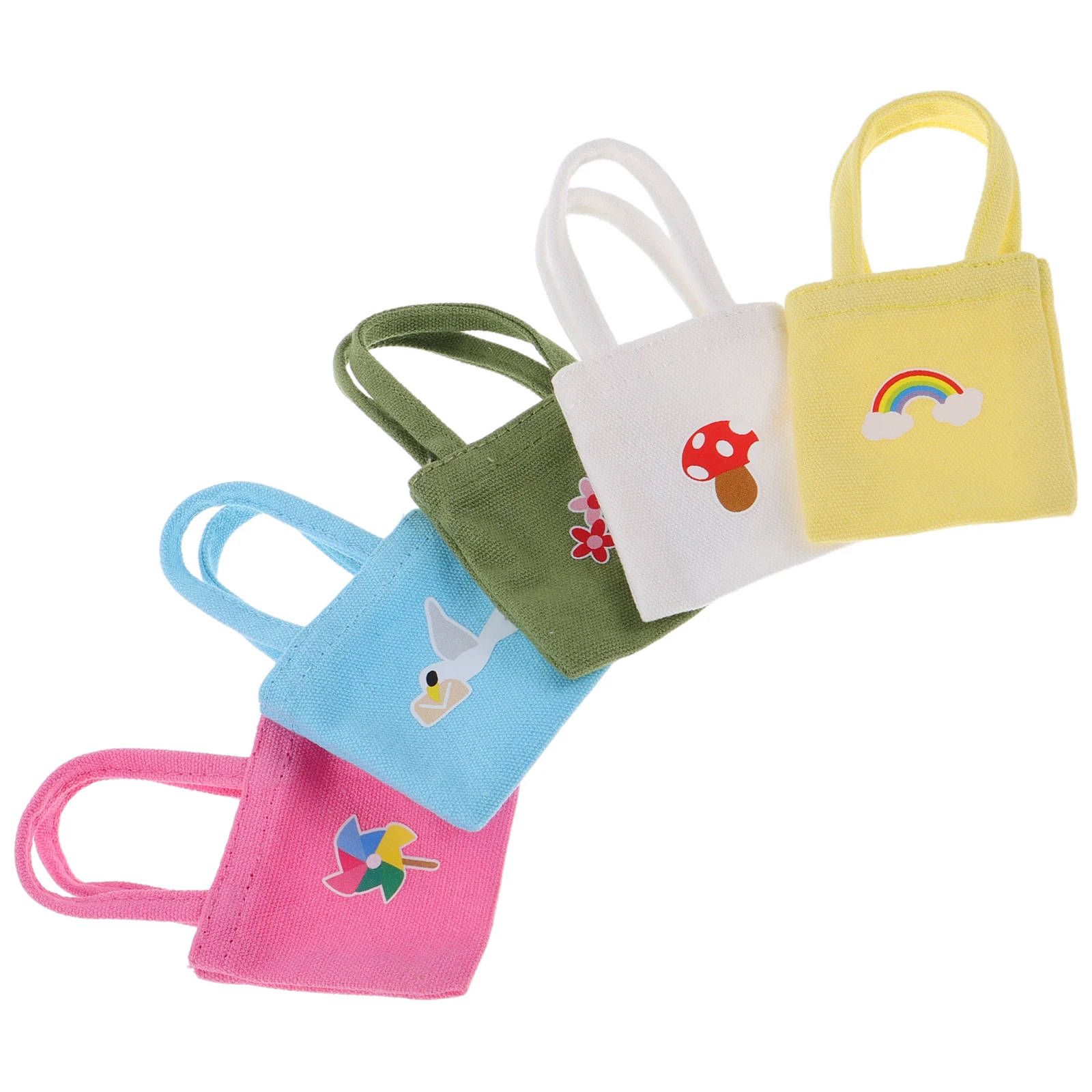 

5 PCS Mini Handbag Baby Clothing Accessories Ornaments Dollhouse Canvas Bags