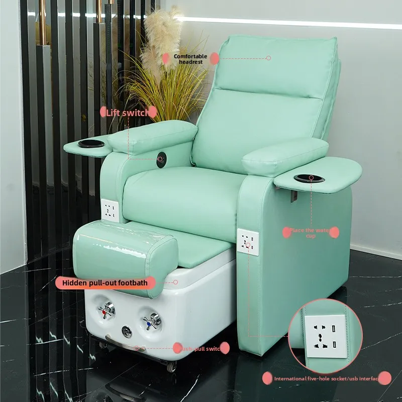 Modern Hydraulic Foot Spa Chair Massage Manicure Pedicure Throne Nail Salon Tattoo Esthetician Reclining Bed PU Leather