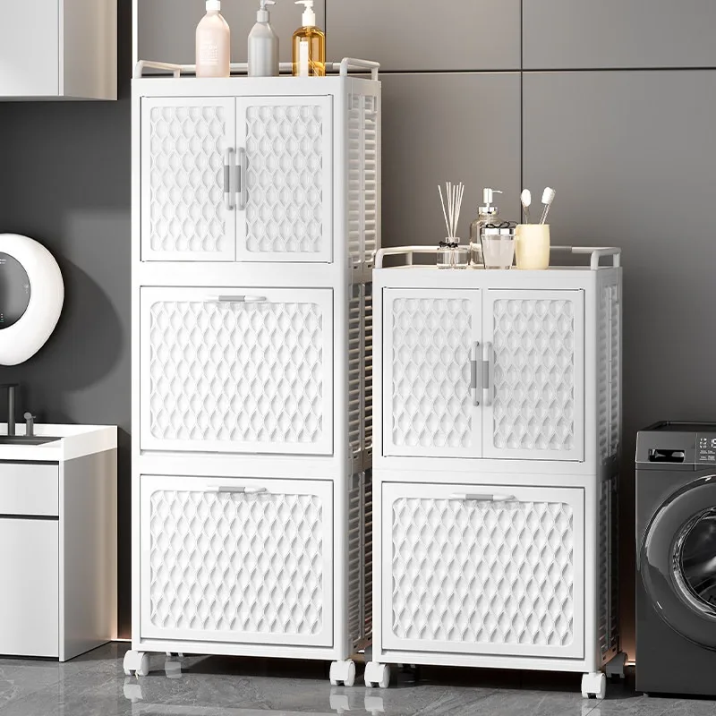 Organization Storage Laundry Hamper Large Wheels White Home Laundry Baskets Plastic Clothes Canasto Ropa Sucia Home Accessories