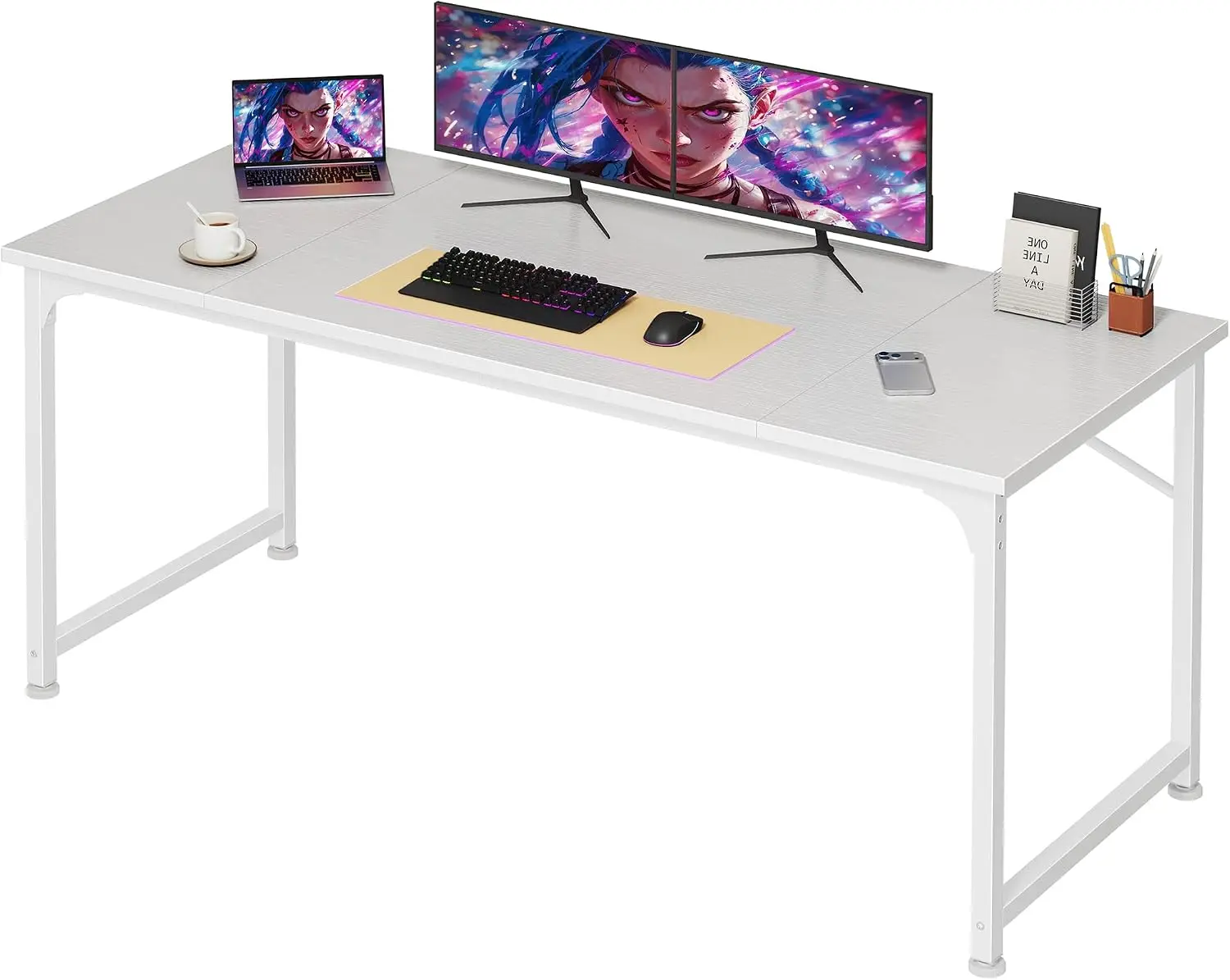 Brand new 55 Inch Computer Desk, Office Desk, Spacious Desktop, White