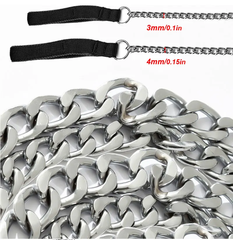 Bissfeste Eisenketten-Leine 120CM Metall-Hundekette Hundeleine Metall-Trainingsleine mit Weichem Griff für Mittelgroße und Große Hunde – Detail 3