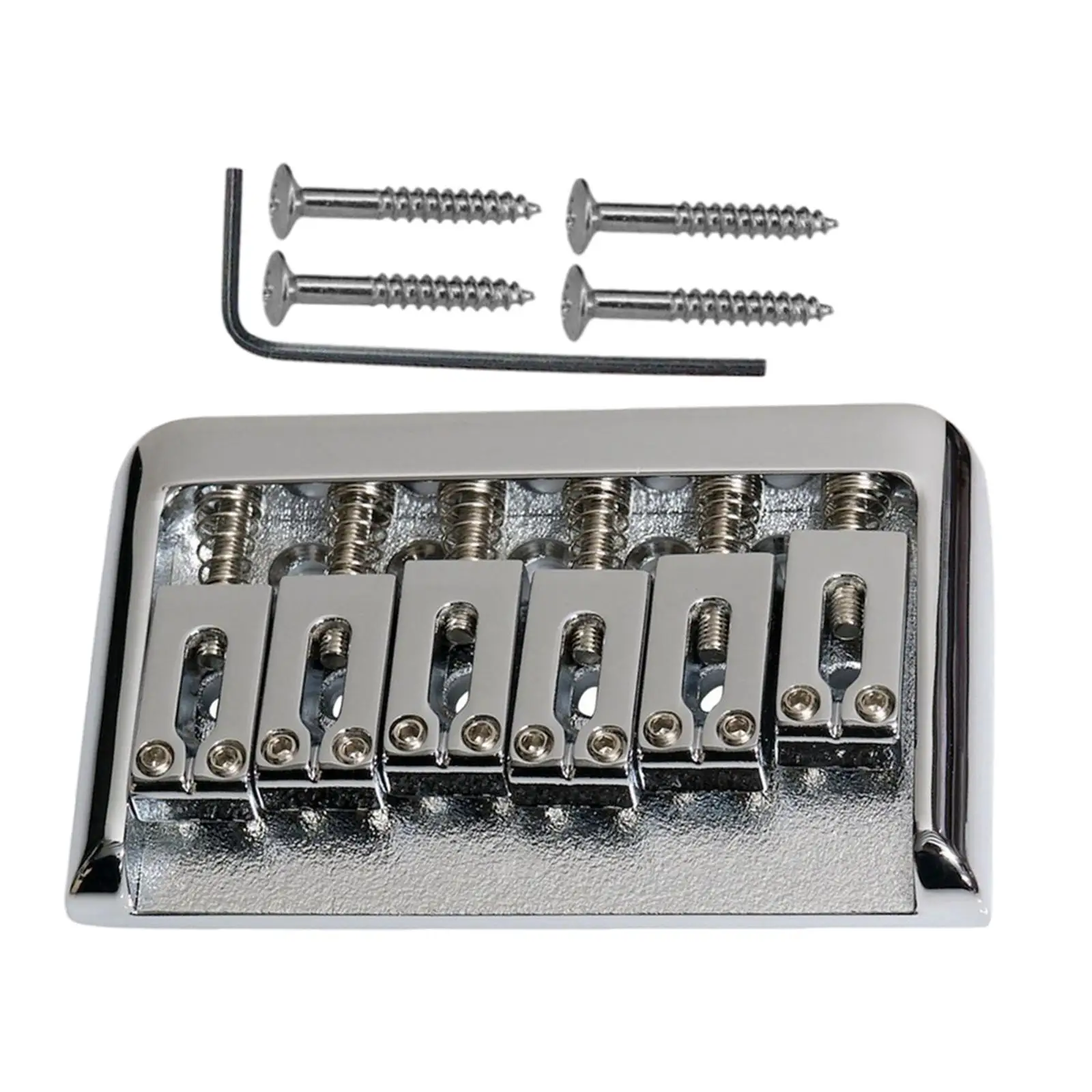 Metal Fixed Rigid Saddle Bridge, Cargo Guitar Tailpiece with Key Screws for 6 String Electric Guitar Parts