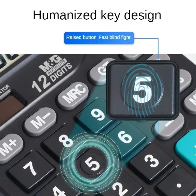 M&G Dual Power Calculator Solar Powered Desktop Computer 12 Digit Large Screen Calculator Office Supplies Single Pack