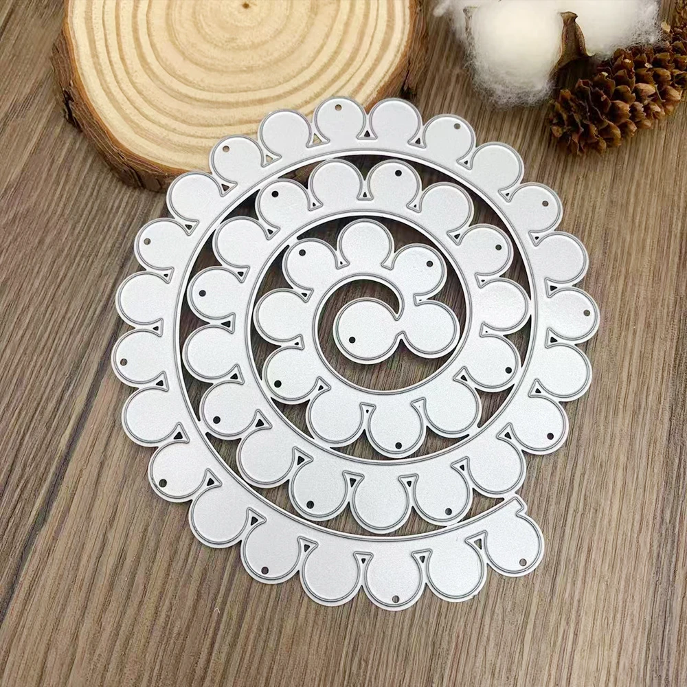 1 Stück 3D-Blumen-Spiralmuster Metall-Stanzformen für DIY Scrapbooking Fotoalbum Dekorative Prägung Papierkarten Schablonen