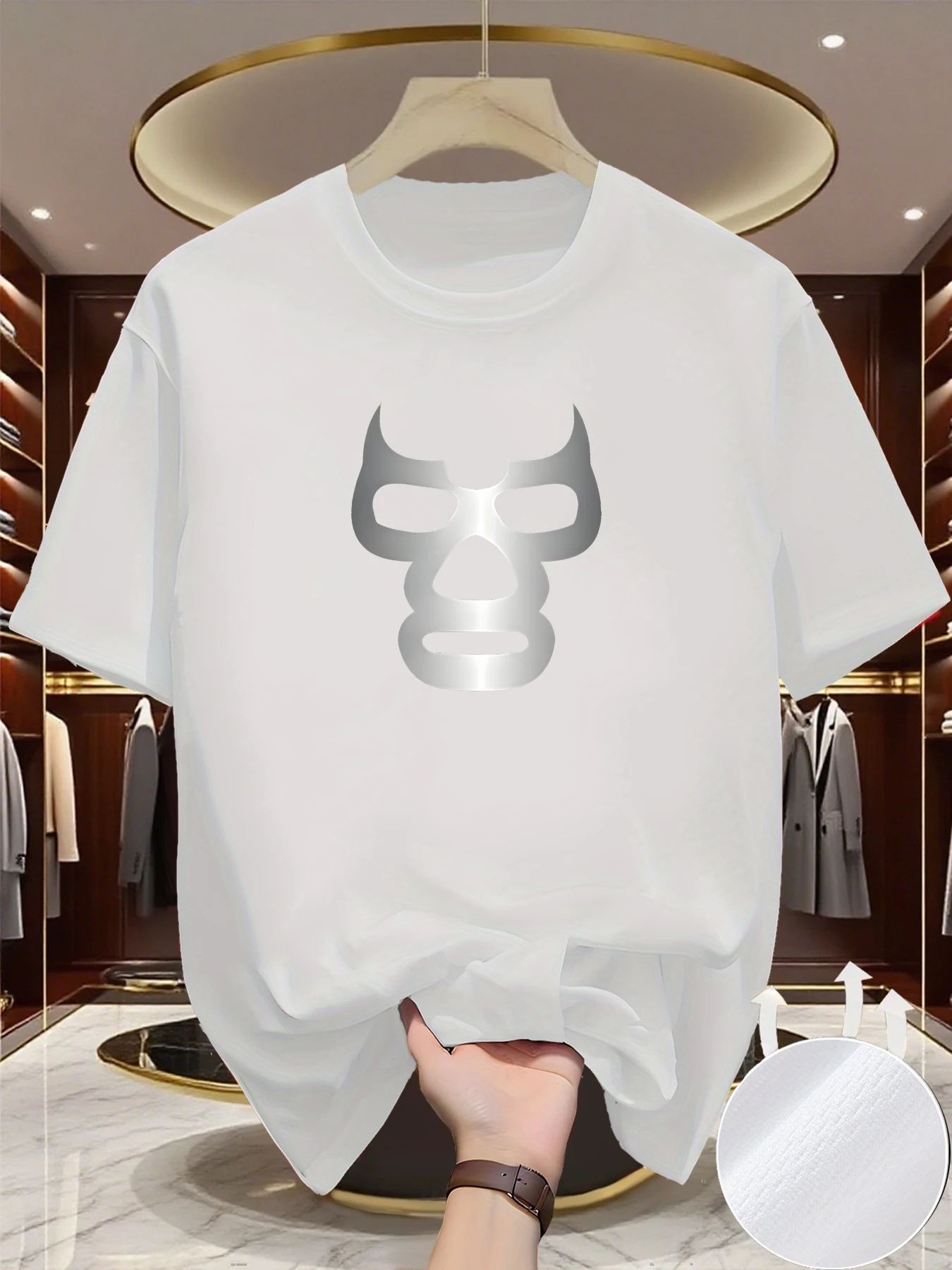 

Футболка для бега с круглым вырезом, мужская тонкая футболка с принтом маски, быстросохнущая, с короткими рукавами, дышащая, для фитнеса и спорта, подходит для всех сезонов.