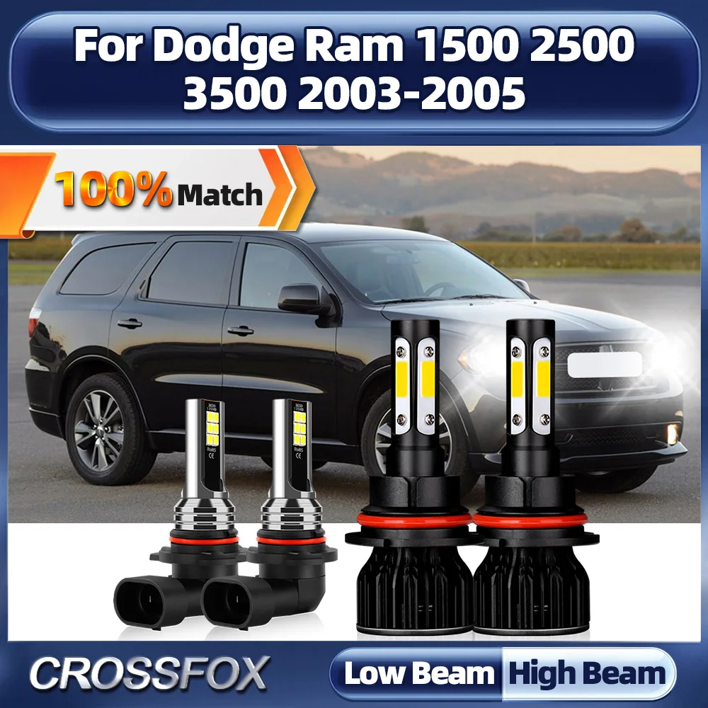 40000LM High Low Beam LED Headlight Bulbs 6000K White Auto Fog Lamps 12V 24V For Dodge Ram 1500 2500 3500 2003 2004 2005