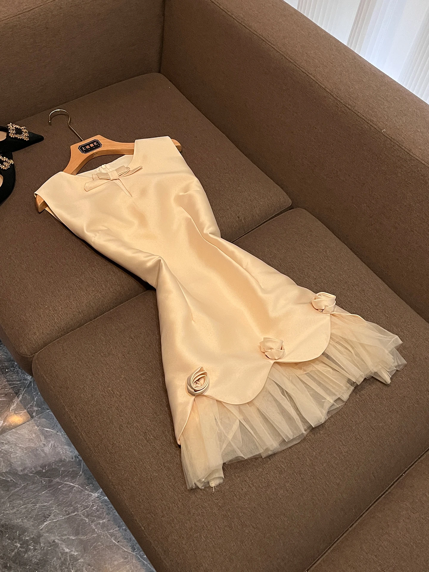 

Весенне-летнее элегантное свадебное платье без рукавов с завышенной талией, женское, в стиле принцессы, P260, полиэстер