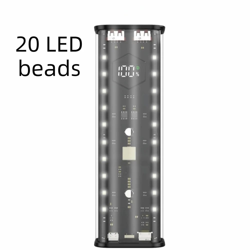 4* 21700 Power Bank Case Portable Detachable External Battery Pack Transparent Digital Display Battery Shell DIY Assembly