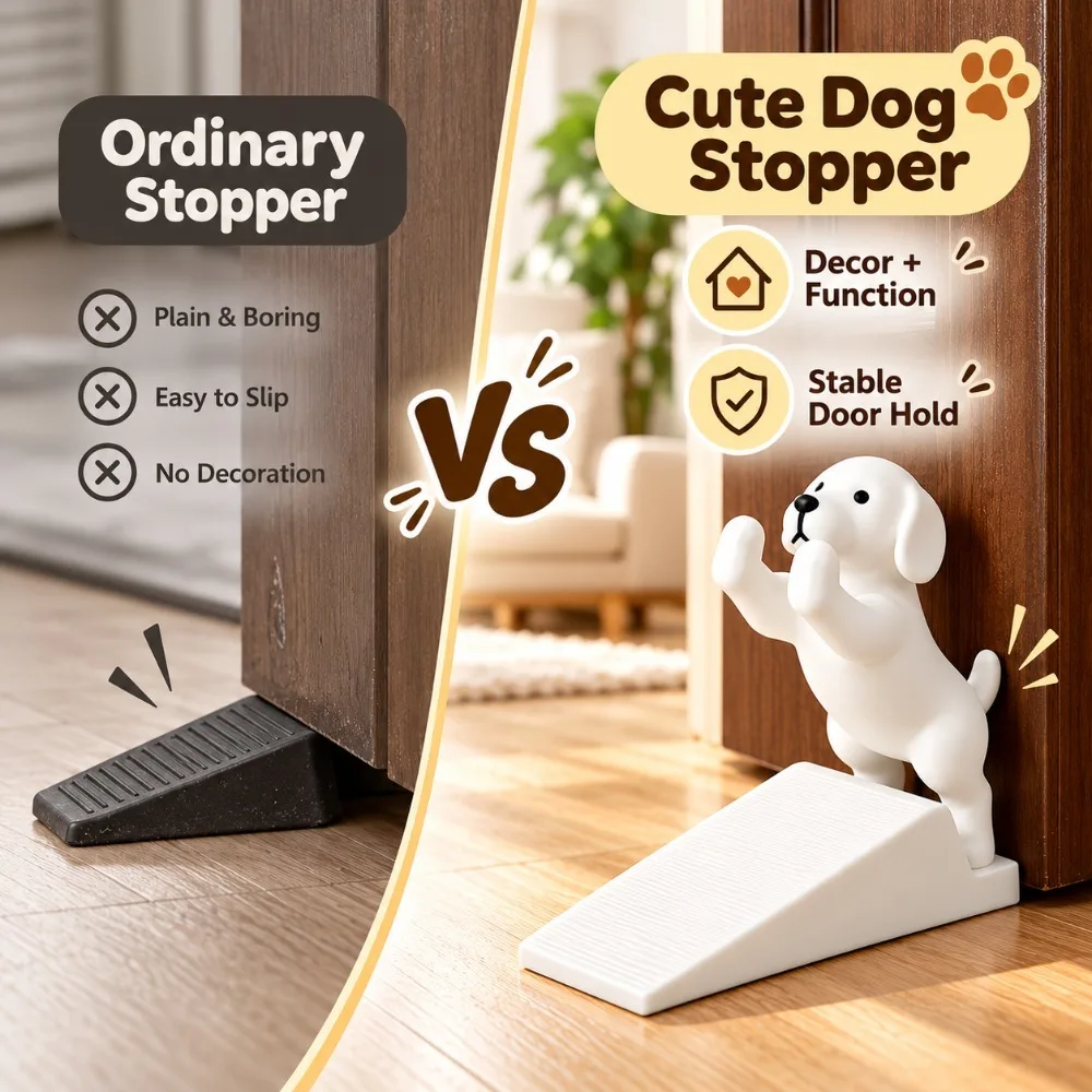 3D Printed Cute Door Stopper 1PC Movable Floor Holder Non Slip Base for Bedroom Hallway Living Room and Wall Protection