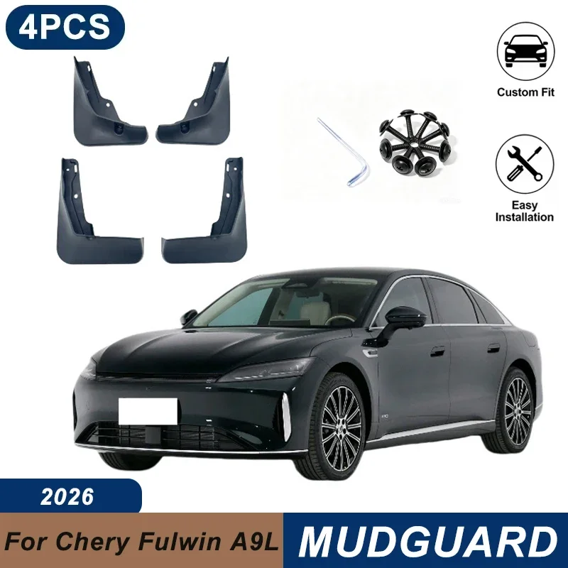 4PCS Car Mud Flaps For Chery Fulwin A9L 2026 Waterproof Anti-Splash Fender Mudguards Auto Exterior Accessories