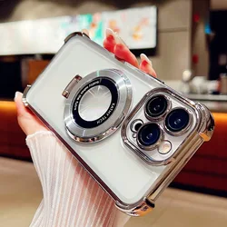 Spark 20 Pro Glitter Plating Magnetic Bracket Transparent Case for Funda Tecno Spark 20 Pro Spark20 20Pro 20C Stand Soft Cover