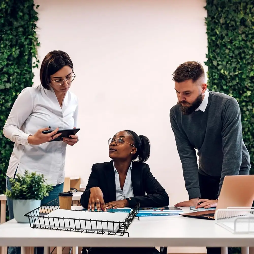 Black 11x17 Inch Metal Desk Organizer with Wire Grid for Office and Home, Ideal for Files and Letters