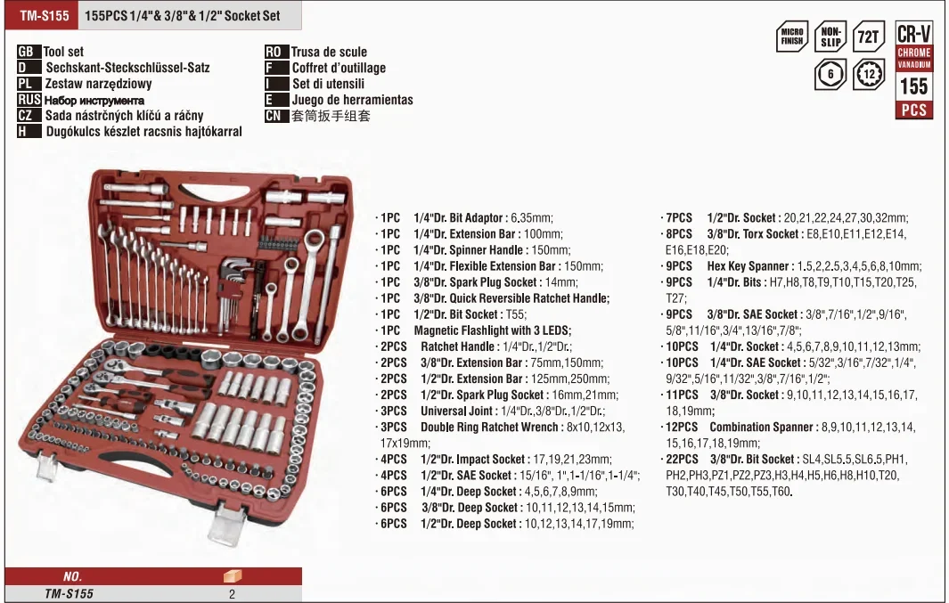 TM-S155   155pcs 1/4