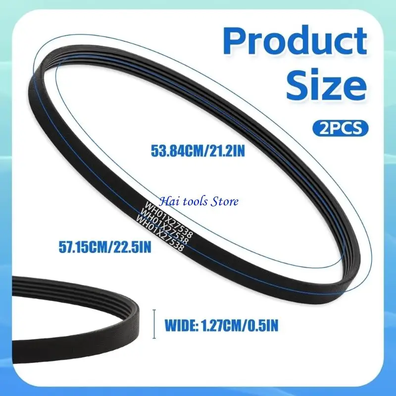 X37E Heavy Duty MultiSlot Drive Belts for HTW200ASL4WW HTW240ASK3WS HTW240GSK4WS Washing Machines Rubber Replacement Part