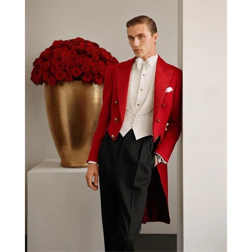 

3 Pieces Three Colors High-end Custom Men Suit Blazer+Pants+Vest New Handsome Formal Performing Wedding Tailored Set