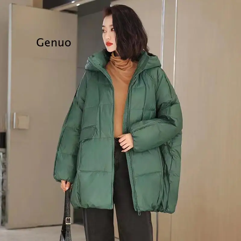 Women 90% White Duck Down Jacket Hooded Autumn Winter Warm Oversize Puffer Coat Casual Loose Thick Parkas Female Outwear