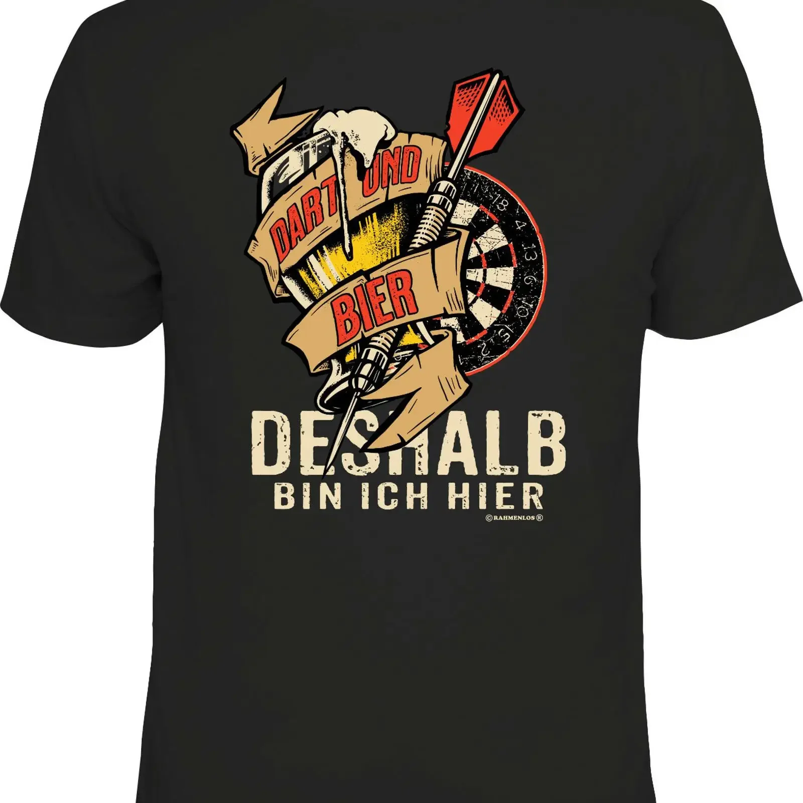T Shirt Dart und Bier deshalb bin ich hier S XXXXL Dartplayer vintage Washed homme Casual streetwear Stylish