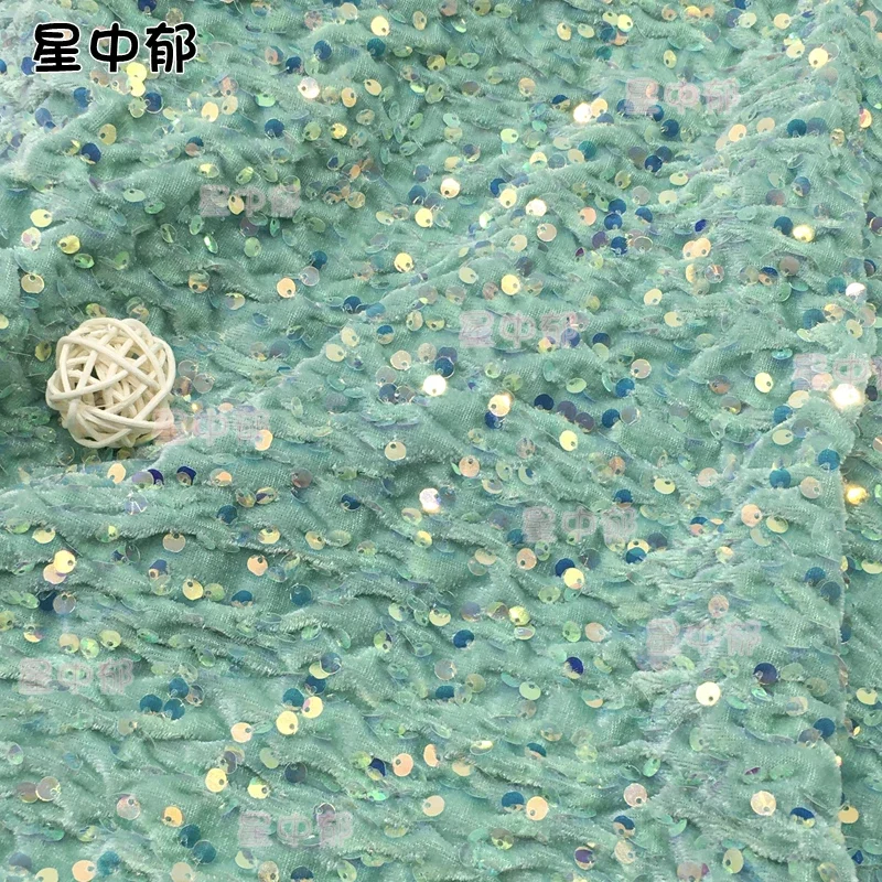 プレミアムスパンコールベルベットストレッチ生地光沢のあるグリッター素材パーティードレスパフォーマンス衣装結婚式の装飾DIY花嫁ドレス