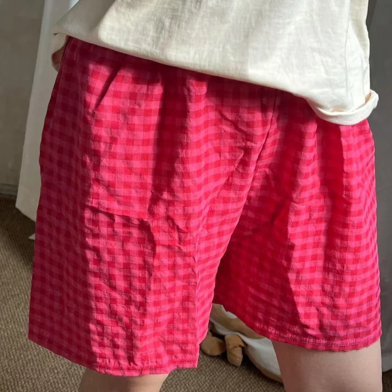 

Summer Loose Shorts Thin Pajamas Women Shorts Women's Bottoms Soft Pants Plaid Print Spwear Pants Womens Pajama Pant
