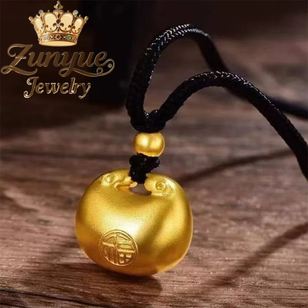 Peace Lock Pendant, Sand Gold Jewelry, Ancient - Style Small Gold Fat Lucky Bag Necklace Fashion Jewelry Exquisite Charms Elegan