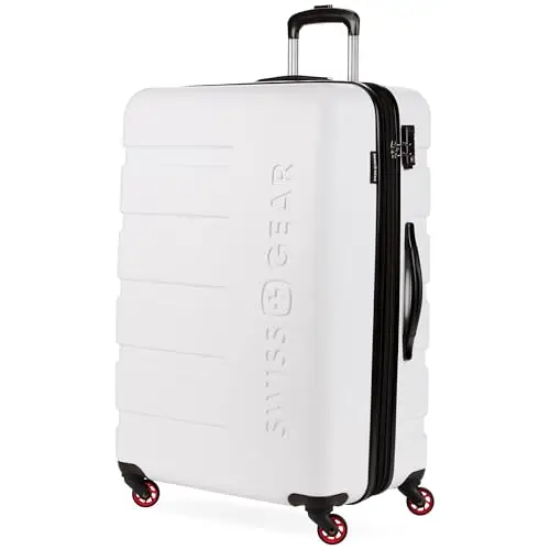 

SwissGear 7366 Signature Hardside Expandable Luggage with Spinner Wheels, TSA Lock, White, Checked-Large 27-Inch