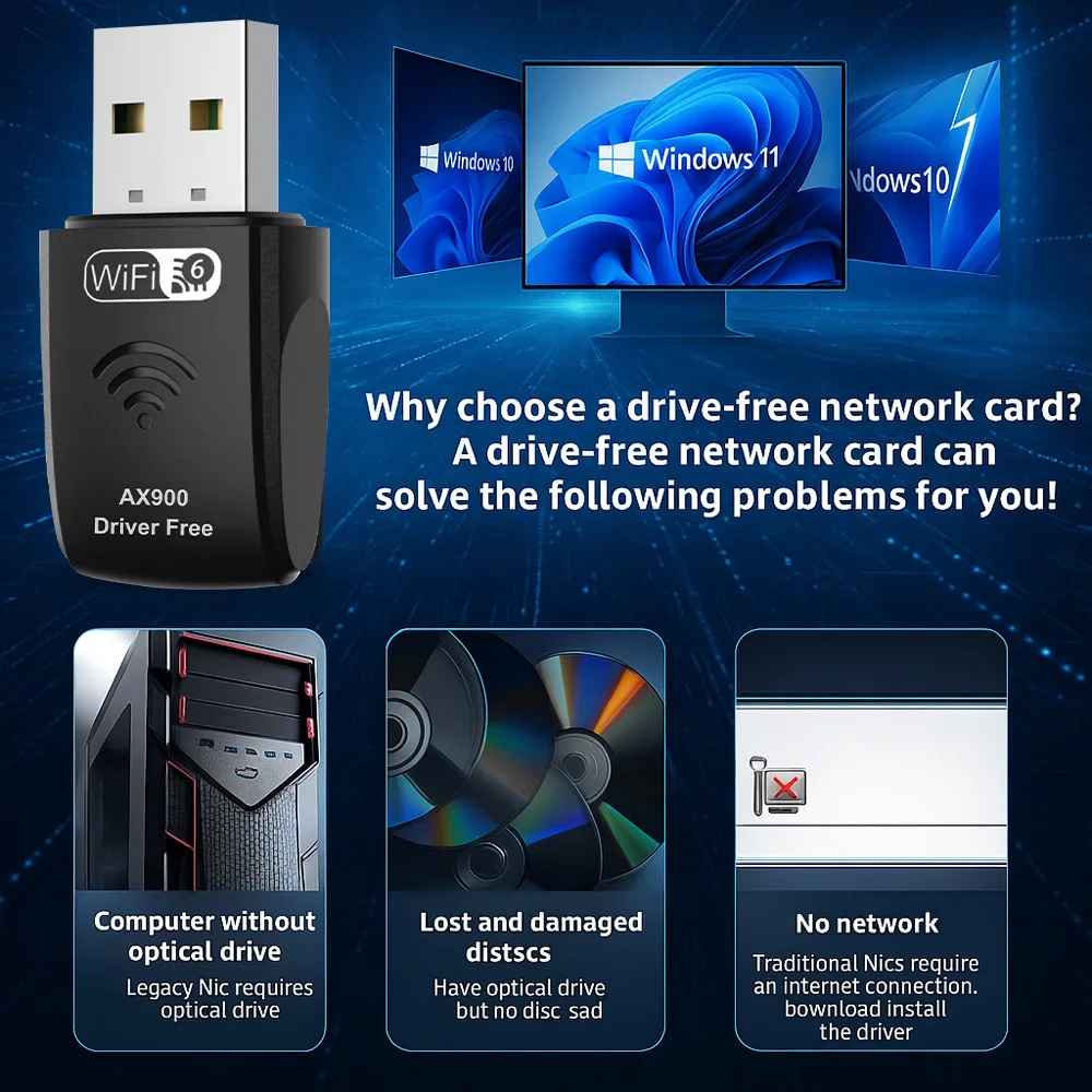 Magecam AX900 Wifi 6 محول USB صغير 2.0 WIFI6 دونغل بطاقة الشبكة 2.4 جيجا هرتز/5 جيجا هرتز واي فاي Lan محول سائق جهاز استقبال مجاني 900 متر