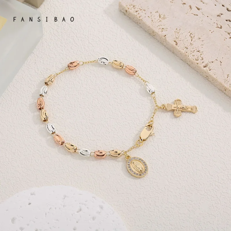 فانسيباو الخرز عبر سوار للنساء ، ماري العذراء المسبحة ، سلسلة سحر ، اكسسوارات المجوهرات #4