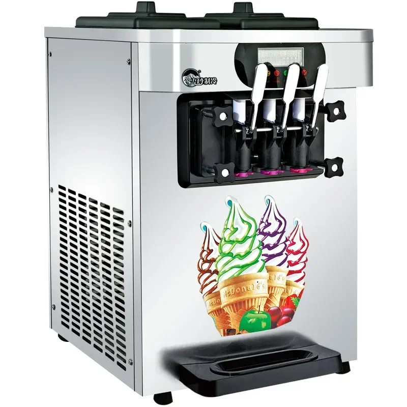 

18-22L/H Ice Cream Machine Desktop Mini Soft Ice Cream Shake Vending Machine 3 Flavors Ice Cream Machine