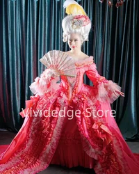 Vintage Bright Pink Ball Gowns 18th Century Rococo Historical Civil War Southern Belle Victorian Evening Gowns vestidos de gala