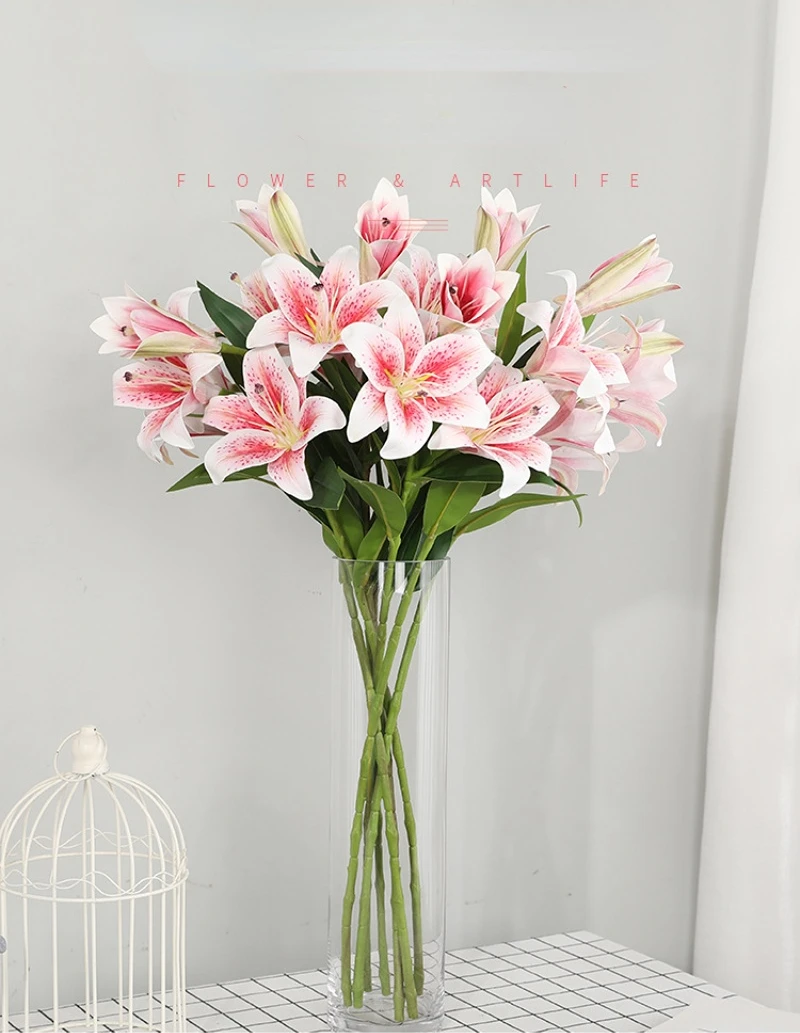 6 Colors Simulation Lily Bouquet Artificial Plants Home Decoration Wedding Arrangement Photography Props