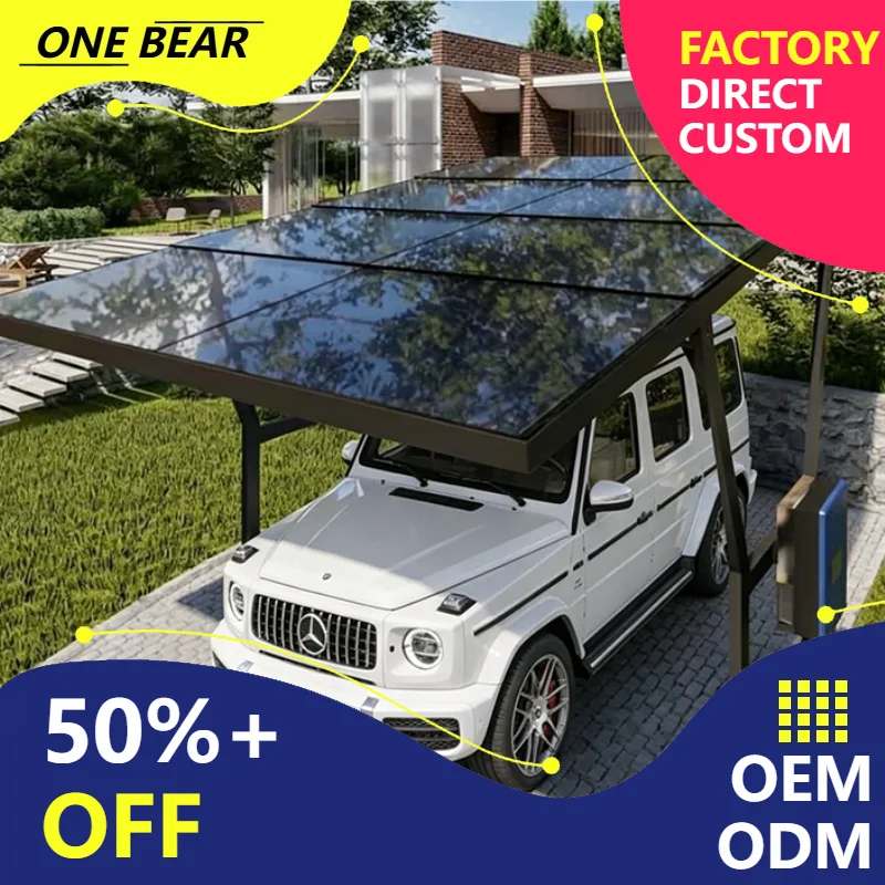 Any Size Custom All Weather Solar Parking Shed Sun Frost Proof Moisture Block Anti Aging Manor Villa Private Auto Safe Parking S