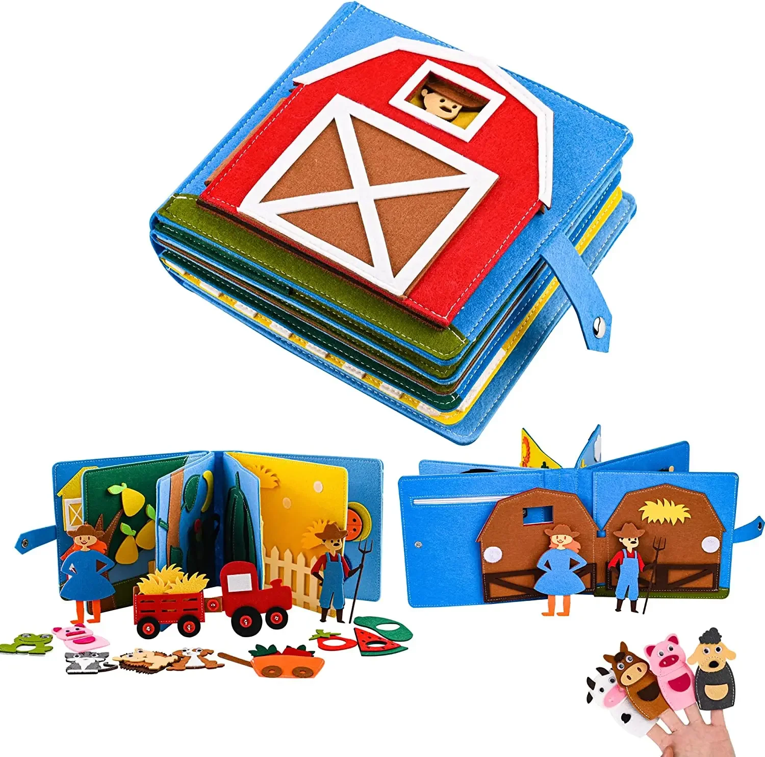 

3D Montessori Storytelling Cloth Book Felt Busy Board Book Preschool Toddlers Early Learning Toy for 1-6 Years