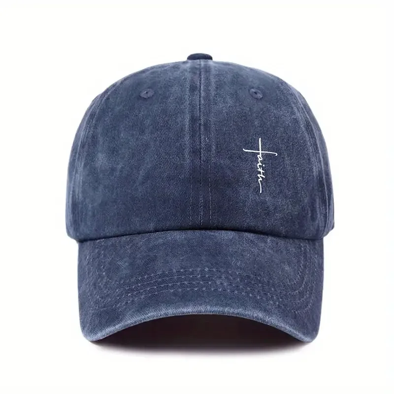 Men' Women' Breathable Washed Baseball Cap with Cross Printting Adjustable Outdoor Dad Hat for Casual Climates Soft Driver Caps