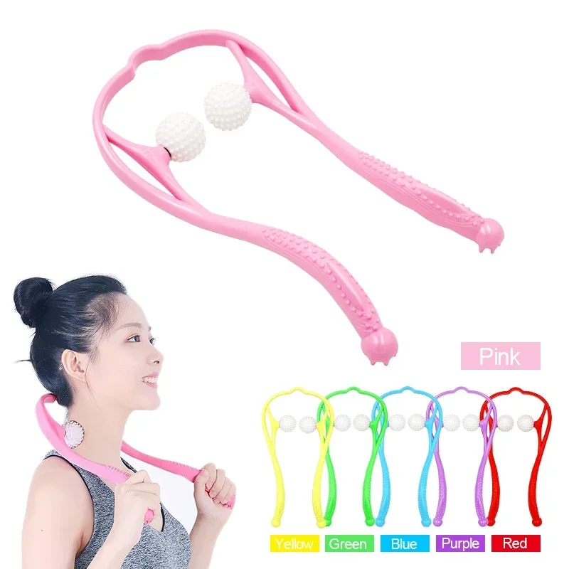 Neck Massager Tool To Relieve Pressure Hand Roller Massage Neck and Shoulder Double Trigger Point Self Massager