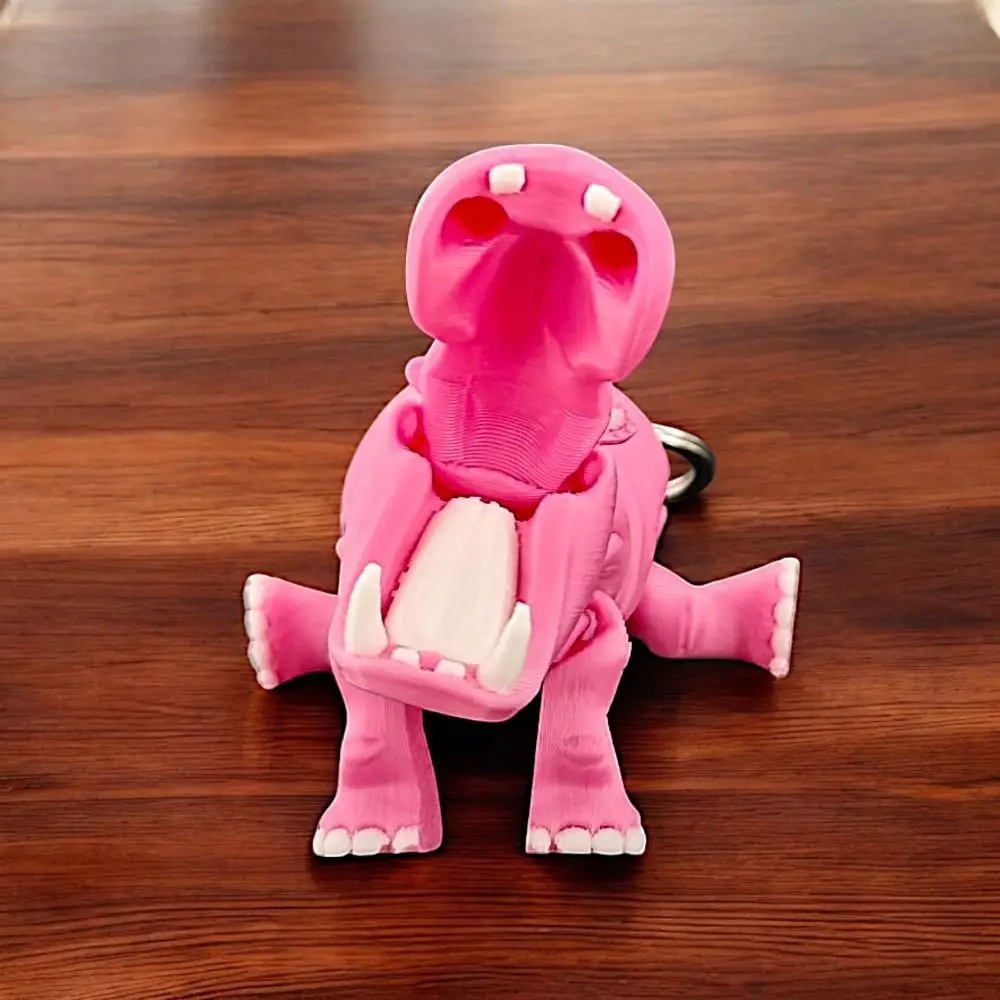 LLavero de hipopótamo rosa PLA, figura de animales impresa en 3D móvil multiarticulado, adornos artesanales de animales
