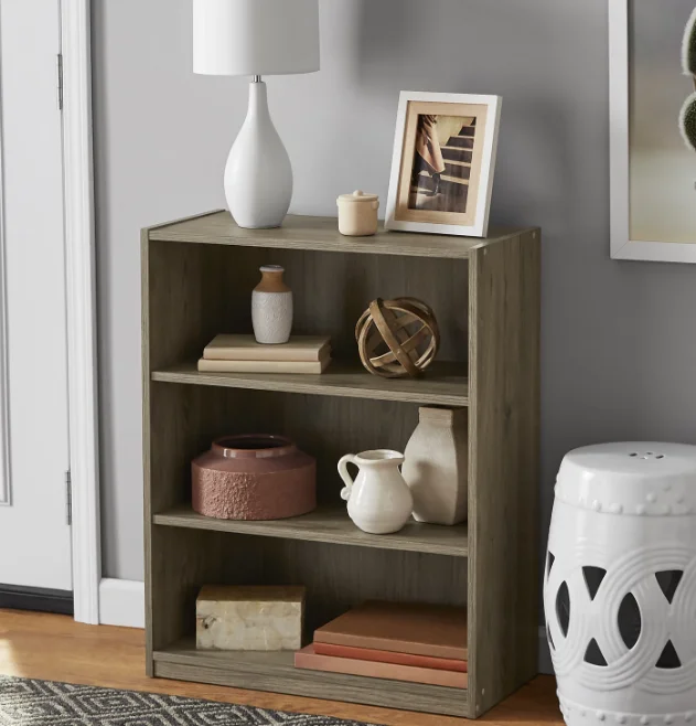 

NEW 3-Shelf Bookcase with Adjustable Shelves, Rustic Oak