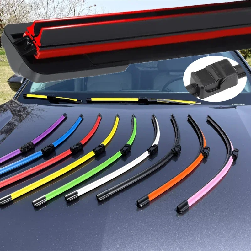 

Colorful SIDE PIN Car Windshield Wiper blades Universal Soft Double layer Rubber Frameless Bracketless 16" 19" 20" 22" 24"26"30"