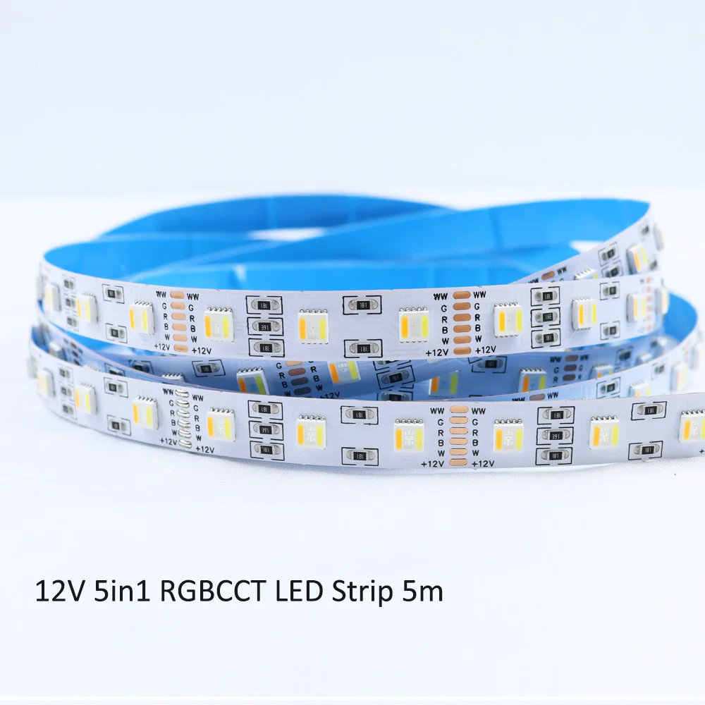 Imagem -04 - Mini Zigbee Led Strip Light 5in Chip Rgbcw 5050 Rgb Mais Cct Lâmpada Regulável Flexível Decoração dc 12v Power 5in Alexa e Google Home