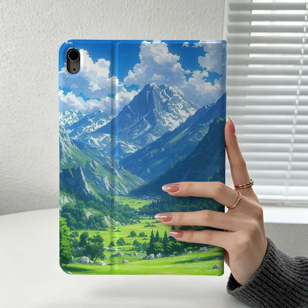 Mountain Waterfall Pine Cover For iPad Pro Air mini 7 6 5 4 3 2 1 9gen M5 M4 11th 10th A17 Pro A16 Soft Inch Tablet Case