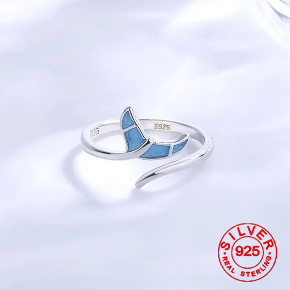 BF CLUB Silver Color  Geometric Unique Fish Tail Rings for Women Bohemian Adjustable Open Vintage Ring For Party Birthday Gift