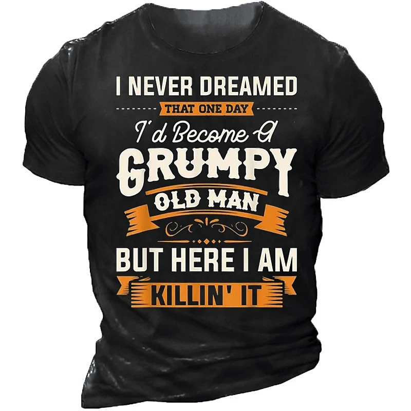 

Vintage Alphabets Pattern T-shirts For Men Summer Fashion Old Men Funny 3D Printed T Shirts Casual Streetwear Oversized Tees