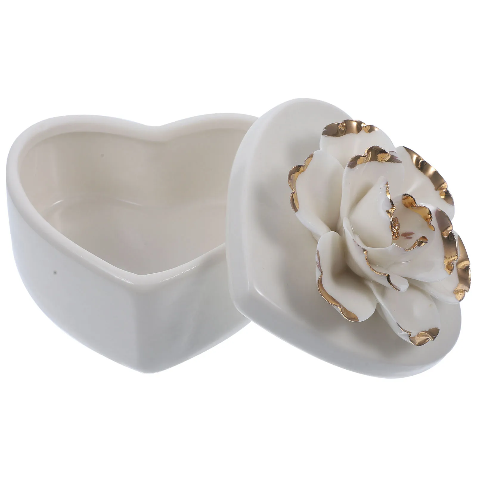 

Heart Flower Ceramic Jewelry Storage Jar Elegant Small Jewelry Holder Organizer for Rings Earring Necklace Decorative Box