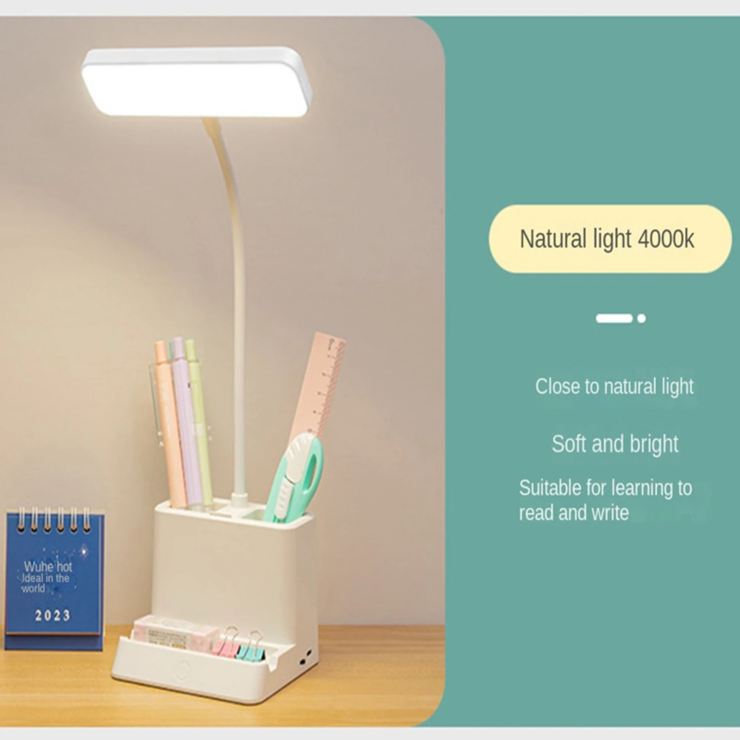 New USB Learning Dormitory Bedroom Bedside Reading Night Light LED Desk Lamp Eye Protection Support Desk College Student Nightli