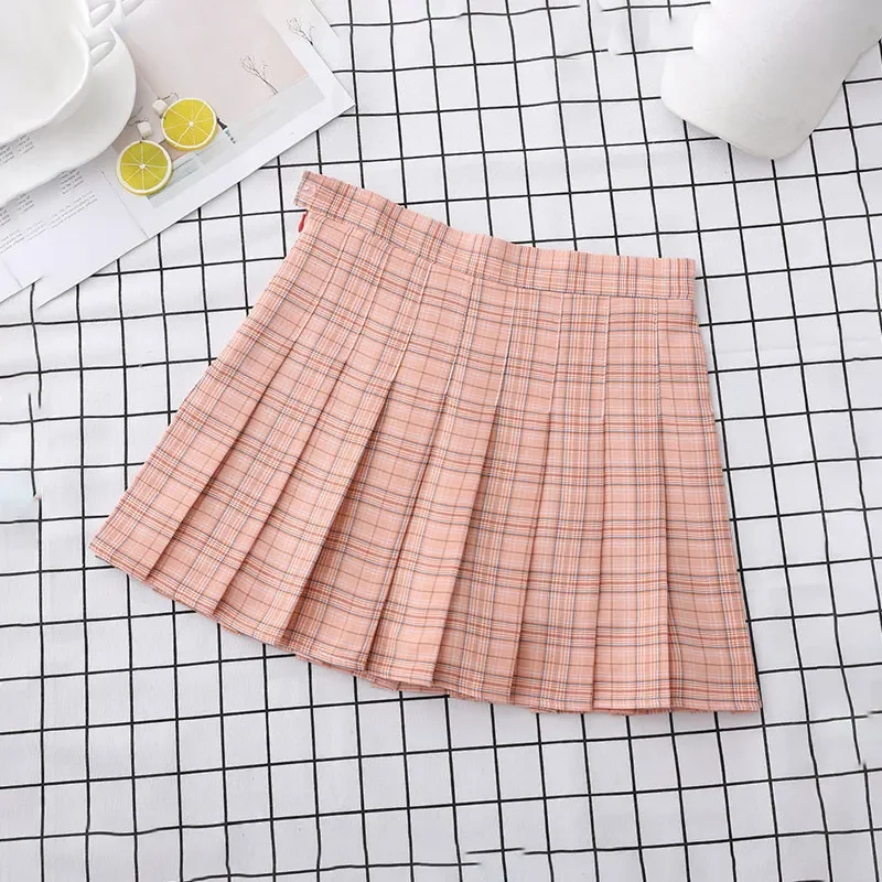 

Pop Women's Skirt Y2k Pleated Skort Girls Shorts Korean Style Kawaii High Waist Mini Skirts Ropa Verano Mujer Gary Plaid Skirt