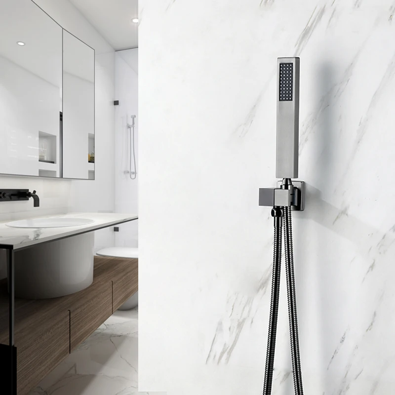 

Handheld Shower Set Wall Mounted Brass Square Handheld Shower Head Adjustable Shower Stand Bathroom Faucet Accessories